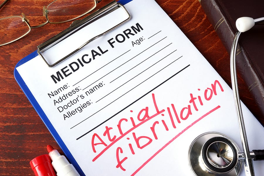 AFib concept. Medical form with words Atrial fibrillation.